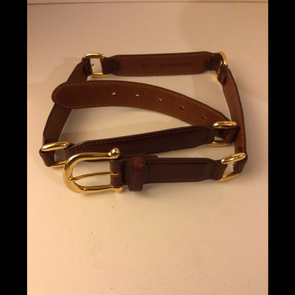 Fossil brown leather belt with brass buckle